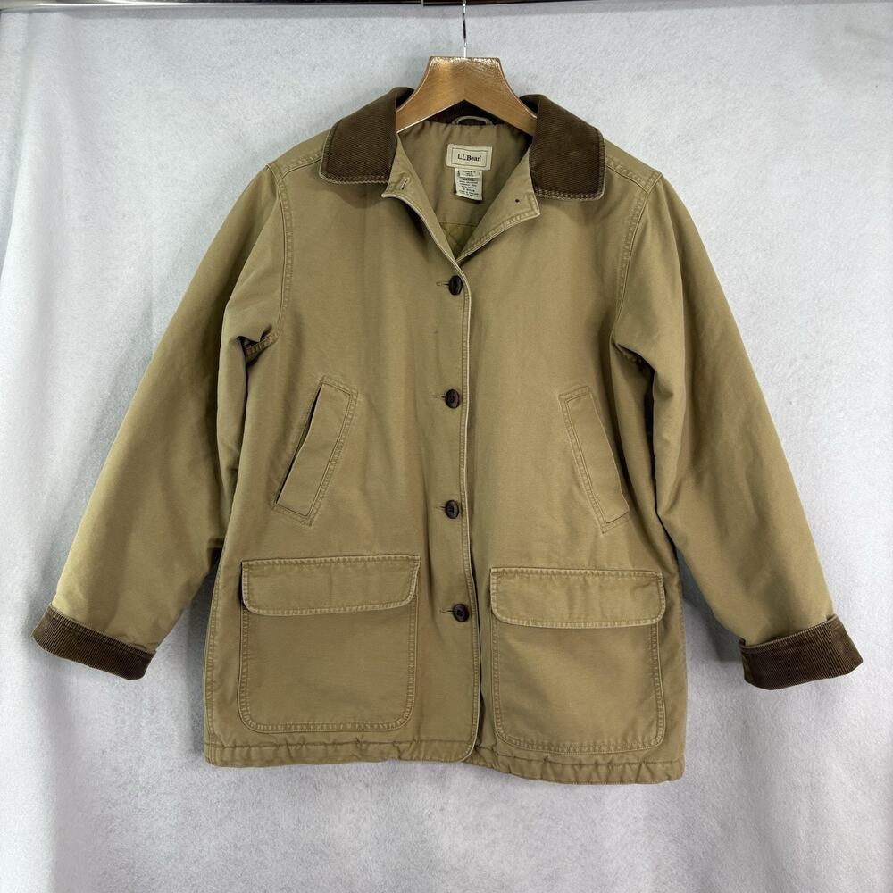 L.L. Bean Tan Utility Jacket with Brown Accents